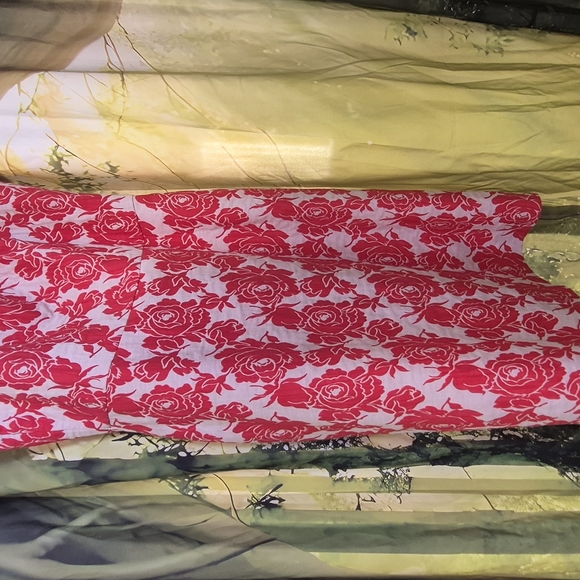 Red and White Mini Dress with Floral Pattern - Picture 2 of 4